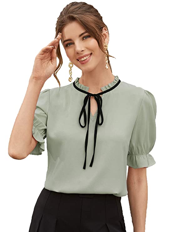 Life stylePuff Sleeve Chiffon Top for Women's