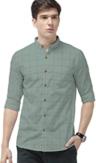  Men's Cotton Checkered Casual Slim Fit Shirt