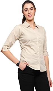 ORGANIC CLEANSE Women Slim Fit Solid Cotton Casual/Formal Shirts for Women Office Wear