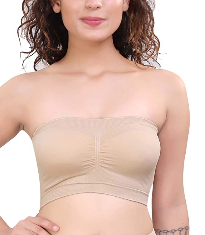 GLAMORAS Women's Lightly Padded, With Removable Pads Bandeau Bra